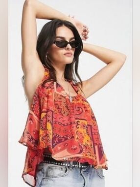 Free People Strawberry Halter Tank Top, Small, NWT, Retail 78